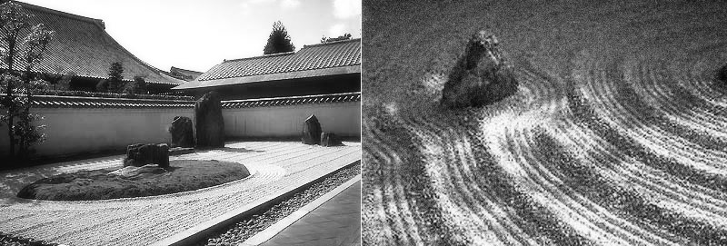 zen garden, raked sand